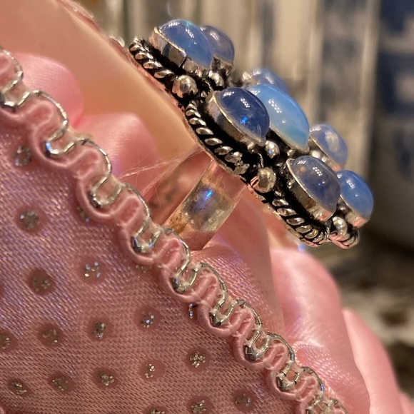 Fire Opal Fashion Ring on Silver Plated Setting - Picture 5 of 8